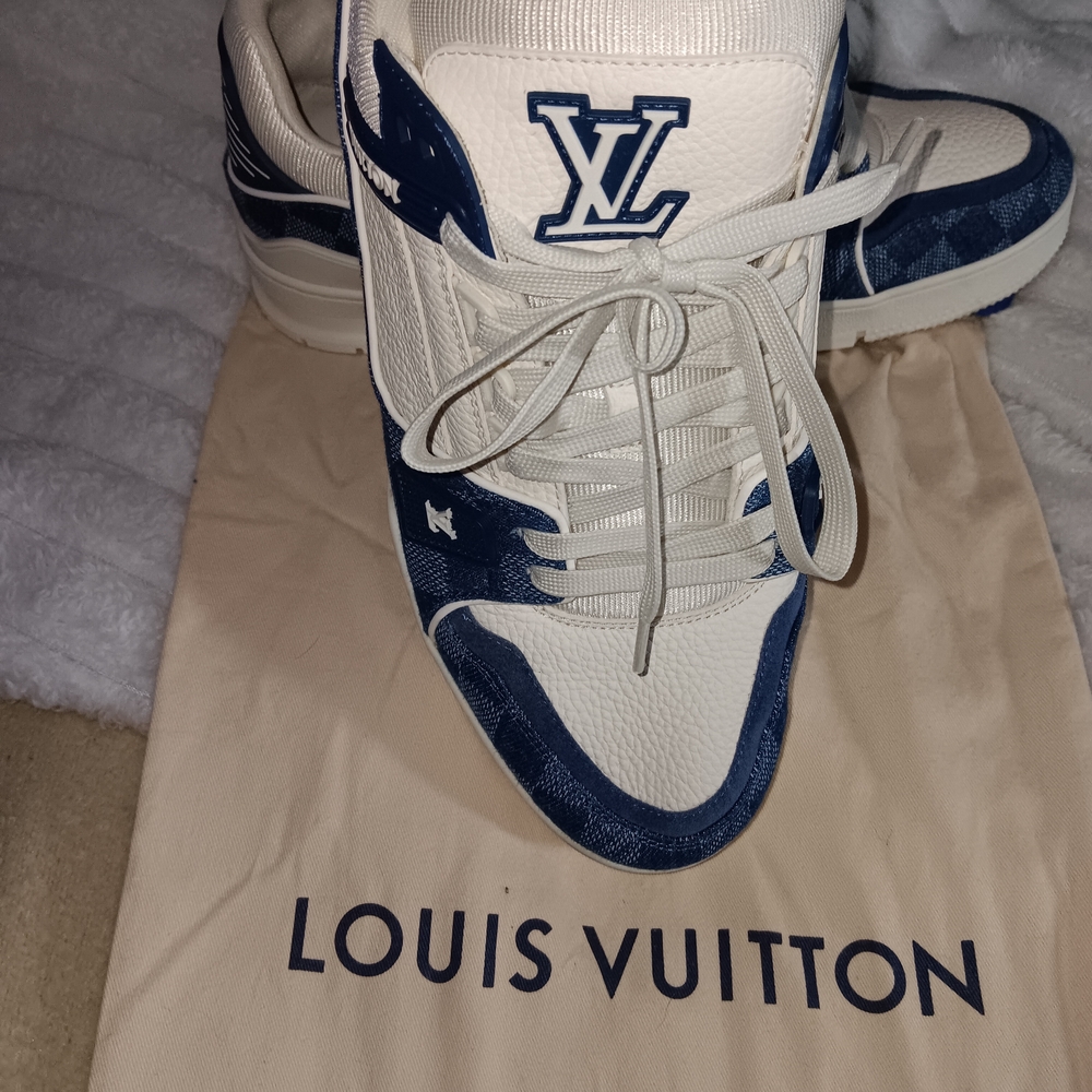 Louis Vuitton Monogram White and Navy Sneakers